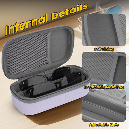 Double Eyeglasses Case, Hard Shell Glasses Case for Men Women
