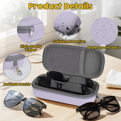 Double Eyeglasses Case, Hard Shell Glasses Case for Men Women