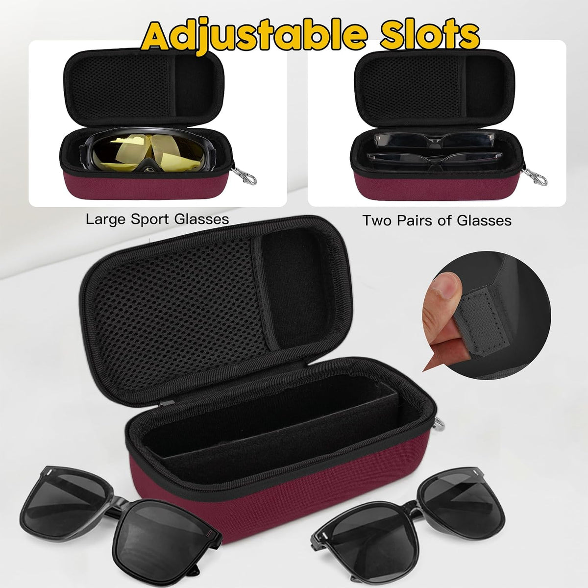 Double Eyeglasses Case, Hard Shell Glasses Case for Men Women
