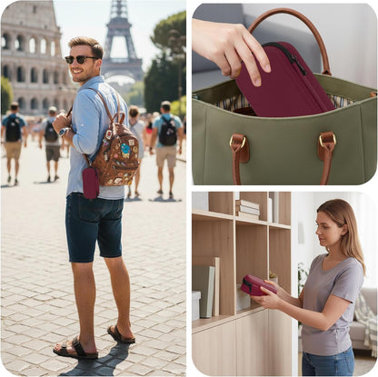 Double Eyeglasses Case, Hard Shell Glasses Case for Men Women