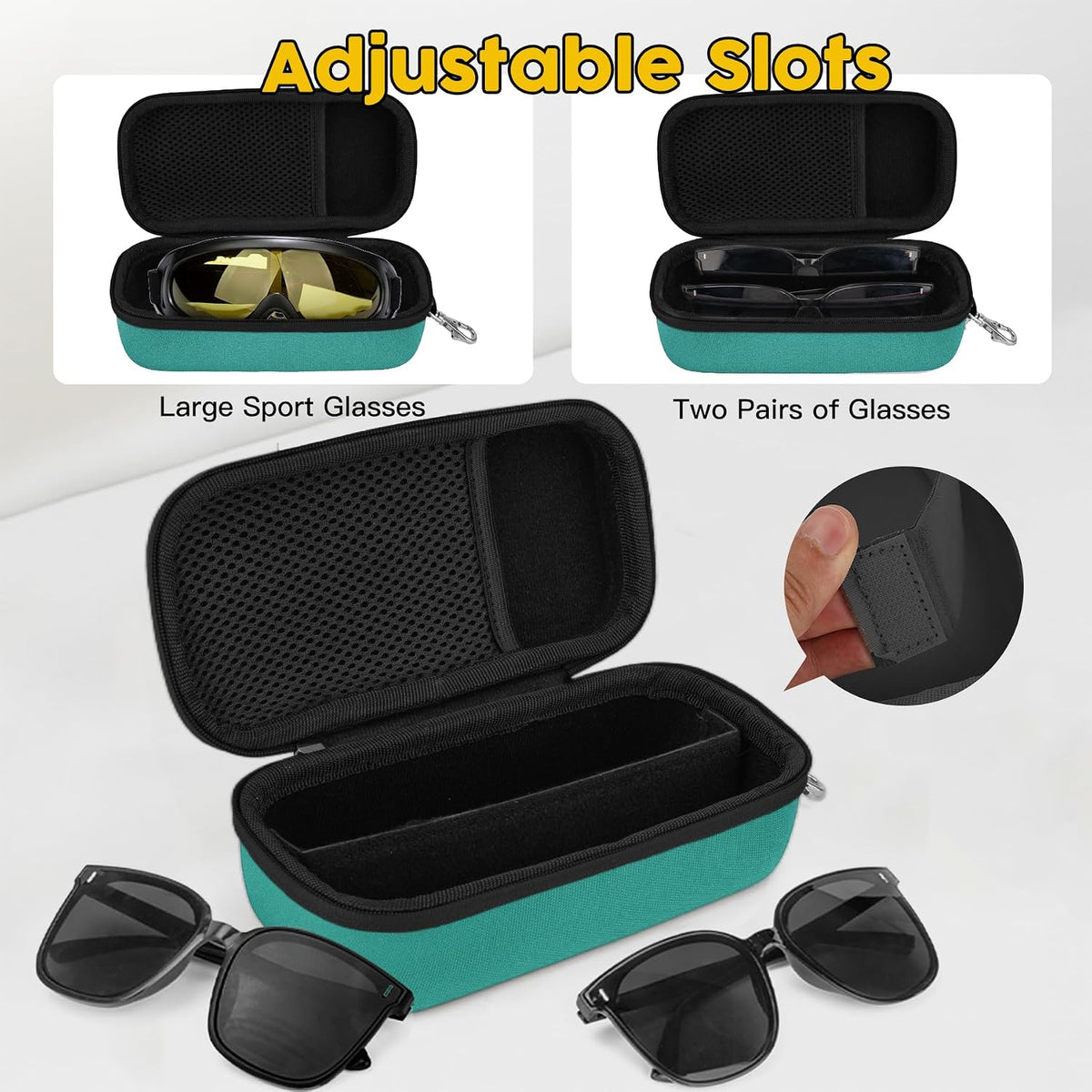 Double Eyeglasses Case, Hard Shell Glasses Case for Men Women