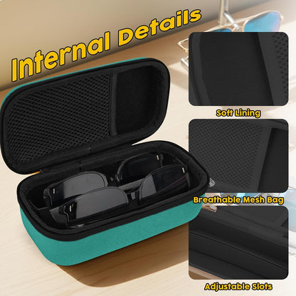 Double Eyeglasses Case, Hard Shell Glasses Case for Men Women
