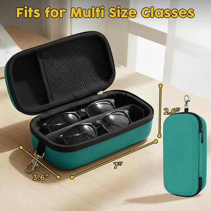 Double Eyeglasses Case, Hard Shell Glasses Case for Men Women