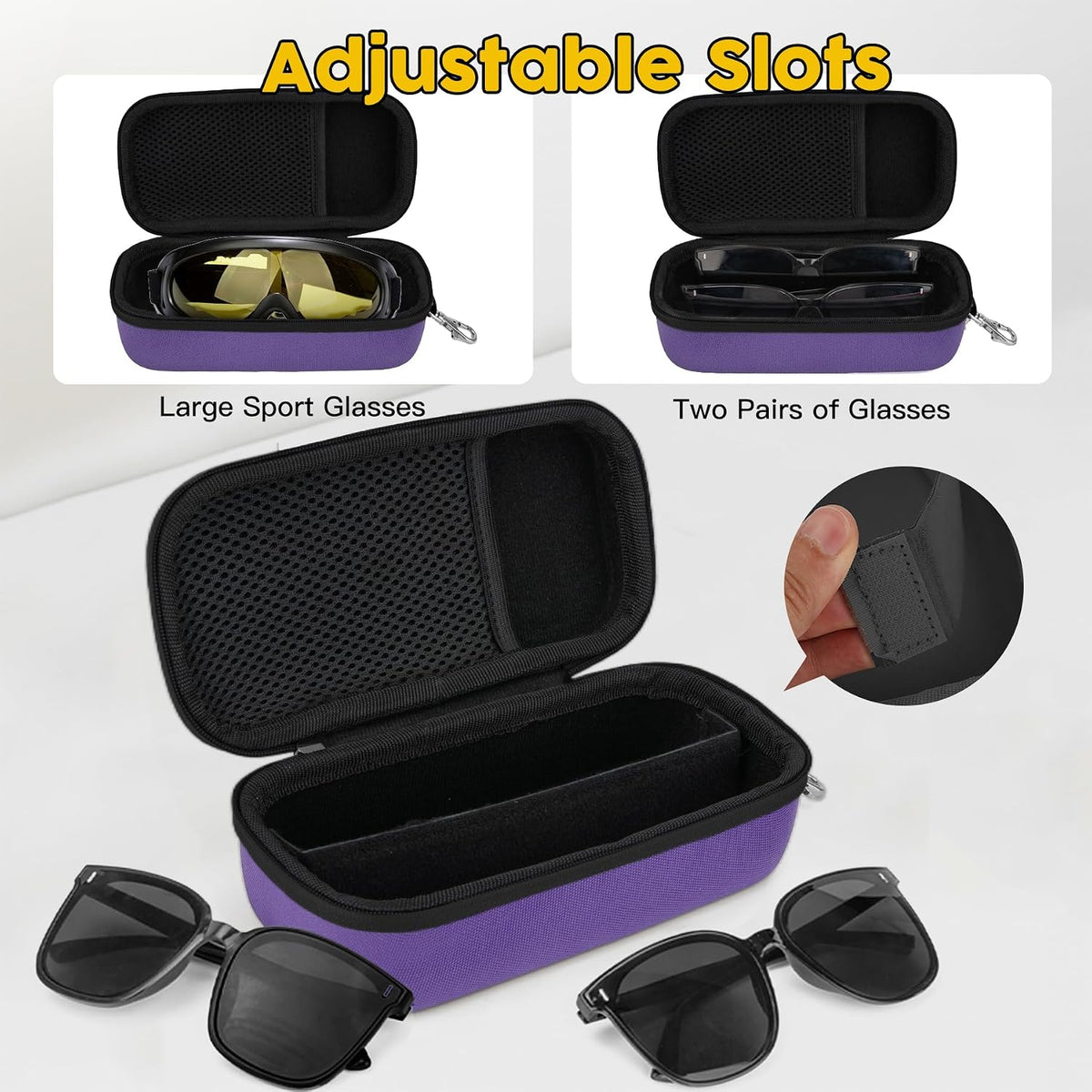 Double Eyeglasses Case, Hard Shell Glasses Case for Men Women