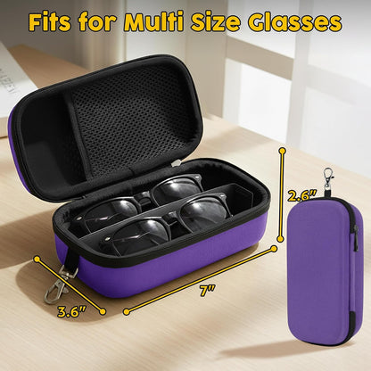 Double Eyeglasses Case, Hard Shell Glasses Case for Men Women