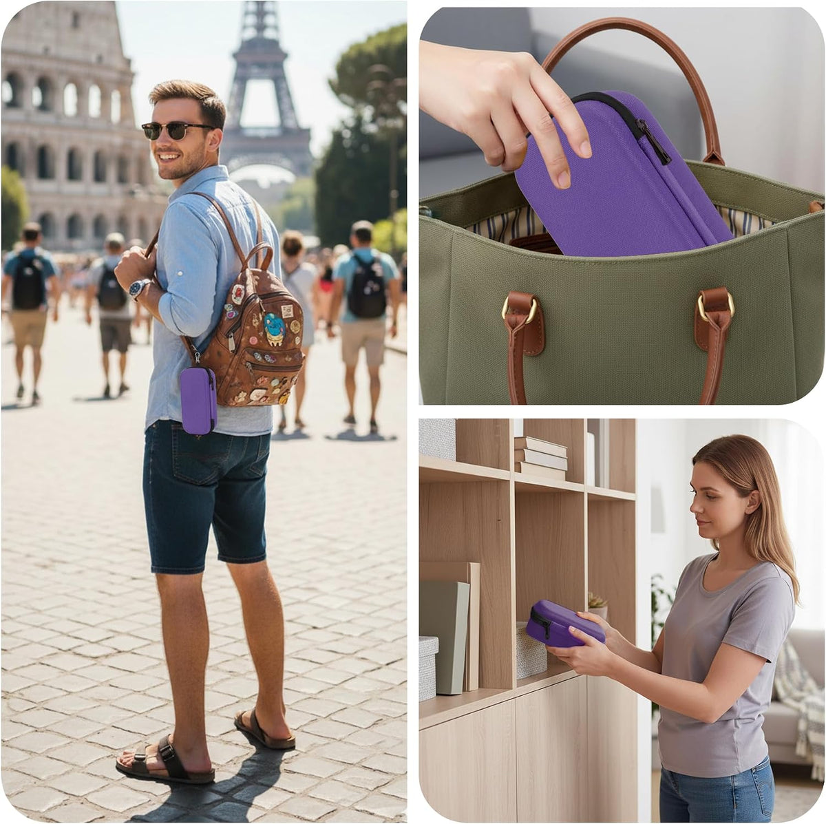 Double Eyeglasses Case, Hard Shell Glasses Case for Men Women