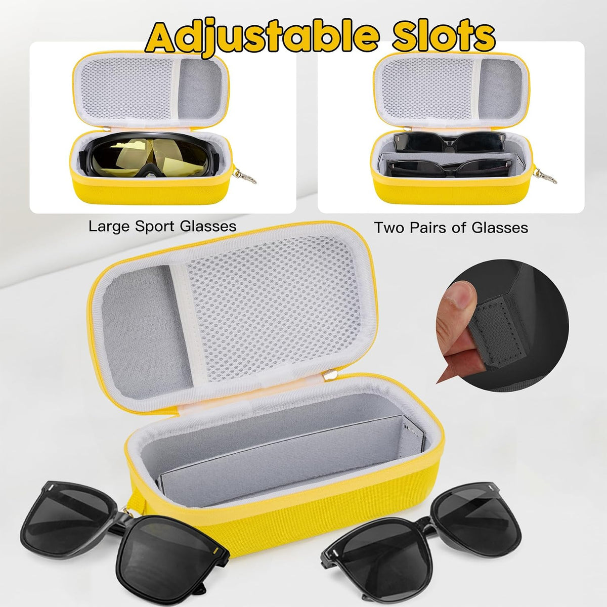 Double Eyeglasses Case, Hard Shell Glasses Case for Men Women