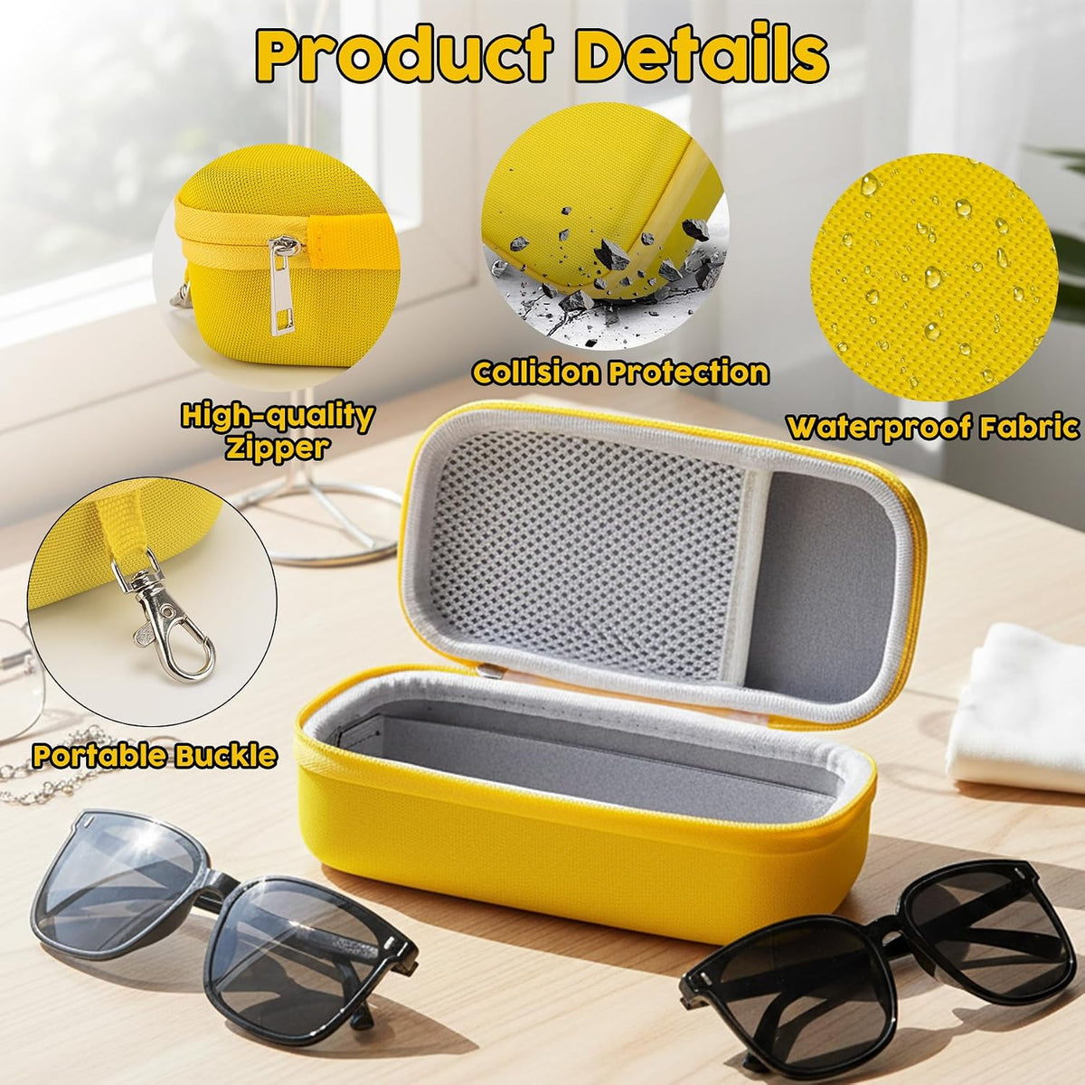 Double Eyeglasses Case, Hard Shell Glasses Case for Men Women