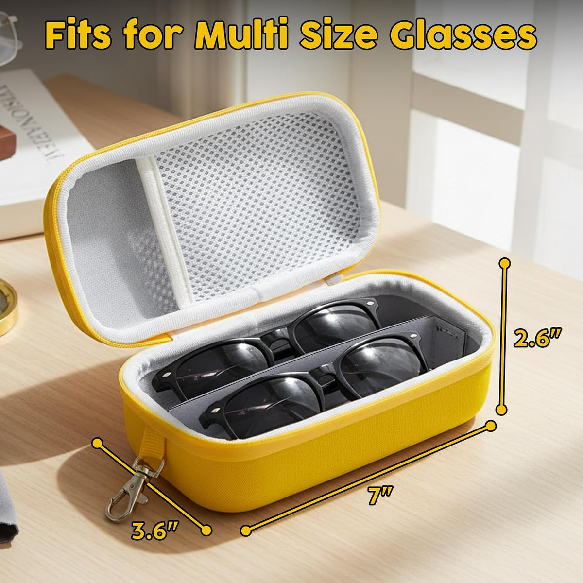 Double Eyeglasses Case, Hard Shell Glasses Case for Men Women