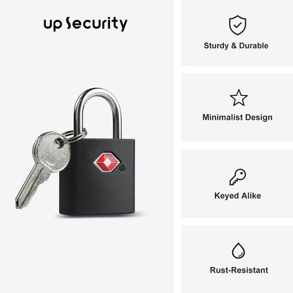 TSA Locks for Luggage with Keys, Travel Luggage Locks TSA Approved 4 Pack, Small Padlock with Key, Keyed Alike Mini Padlock for Suitcase, Backpack, Bag, Zipper, Case, Box, Small Locker