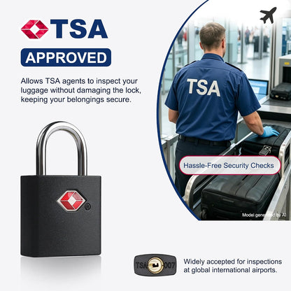 TSA Locks for Luggage with Keys, Travel Luggage Locks TSA Approved 4 Pack, Small Padlock with Key, Keyed Alike Mini Padlock for Suitcase, Backpack, Bag, Zipper, Case, Box, Small Locker