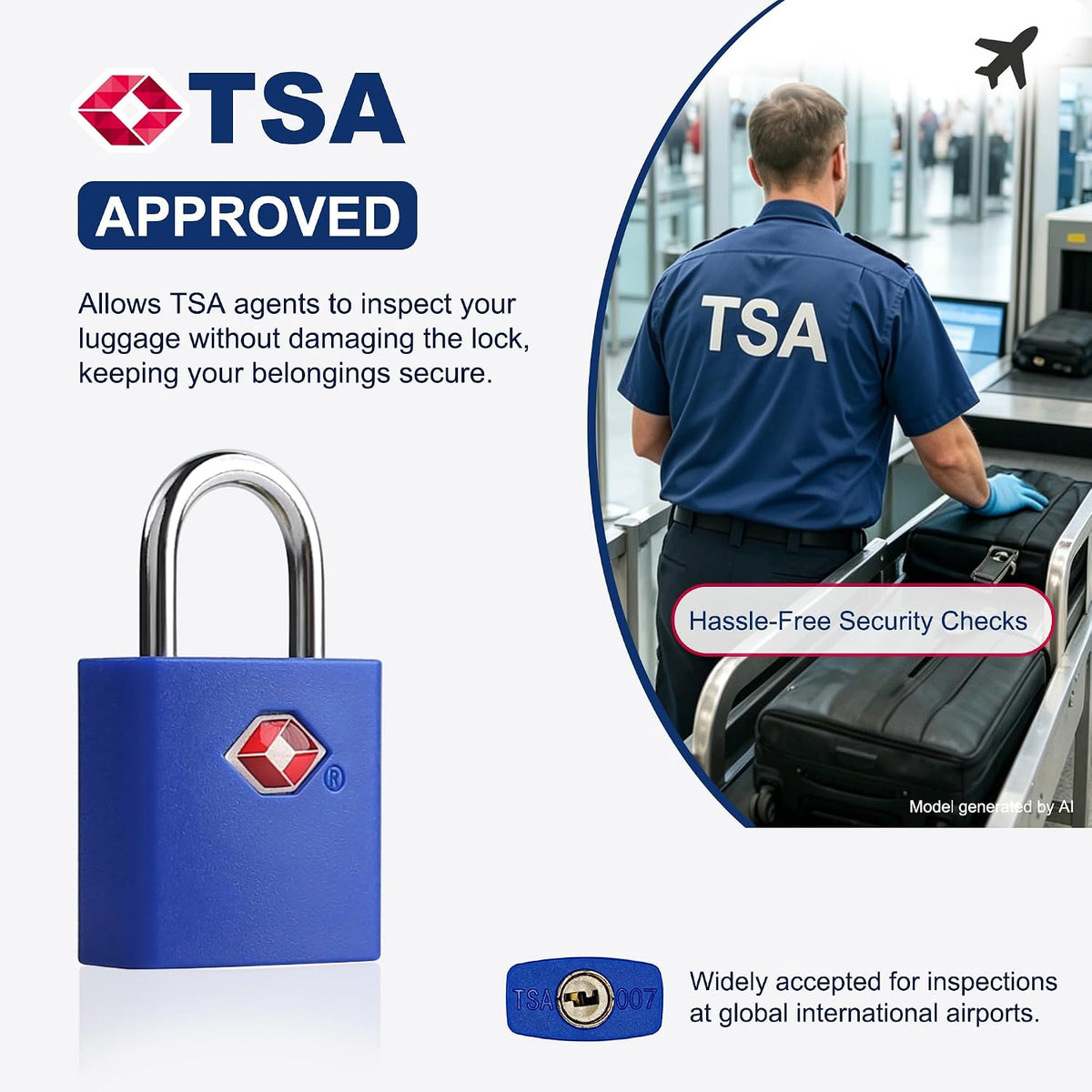 TSA Locks for Luggage with Keys, Travel Luggage Locks TSA Approved 4 Pack, Small Padlock with Key, Keyed Alike Mini Padlock for Suitcase, Backpack, Bag, Zipper, Case, Box, Small Locker