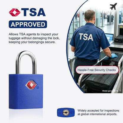 TSA Locks for Luggage with Keys, Travel Luggage Locks TSA Approved 4 Pack, Small Padlock with Key, Keyed Alike Mini Padlock for Suitcase, Backpack, Bag, Zipper, Case, Box, Small Locker