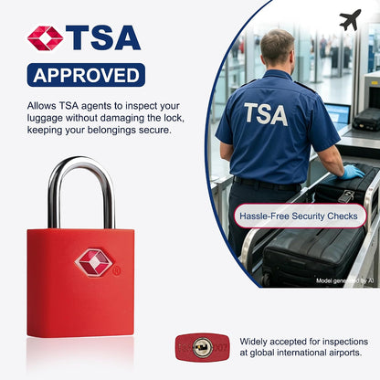 TSA Locks for Luggage with Keys, Travel Luggage Locks TSA Approved 4 Pack, Small Padlock with Key, Keyed Alike Mini Padlock for Suitcase, Backpack, Bag, Zipper, Case, Box, Small Locker