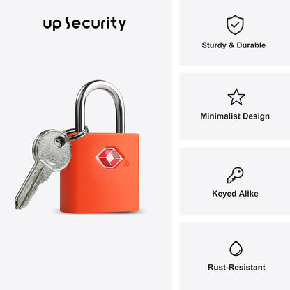 TSA Locks for Luggage with Keys, Travel Luggage Locks TSA Approved 4 Pack, Small Padlock with Key, Keyed Alike Mini Padlock for Suitcase, Backpack, Bag, Zipper, Case, Box, Small Locker
