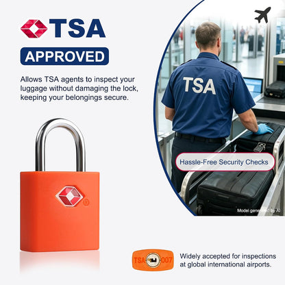 TSA Locks for Luggage with Keys, Travel Luggage Locks TSA Approved 4 Pack, Small Padlock with Key, Keyed Alike Mini Padlock for Suitcase, Backpack, Bag, Zipper, Case, Box, Small Locker