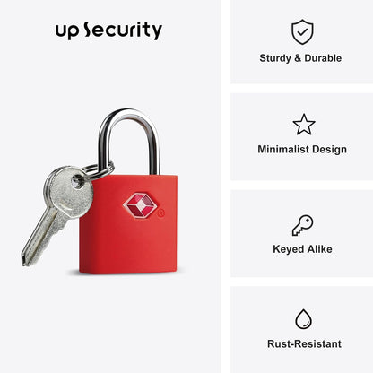 TSA Locks for Luggage with Keys, Travel Luggage Locks TSA Approved 4 Pack, Small Padlock with Key, Keyed Alike Mini Padlock for Suitcase, Backpack, Bag, Zipper, Case, Box, Small Locker