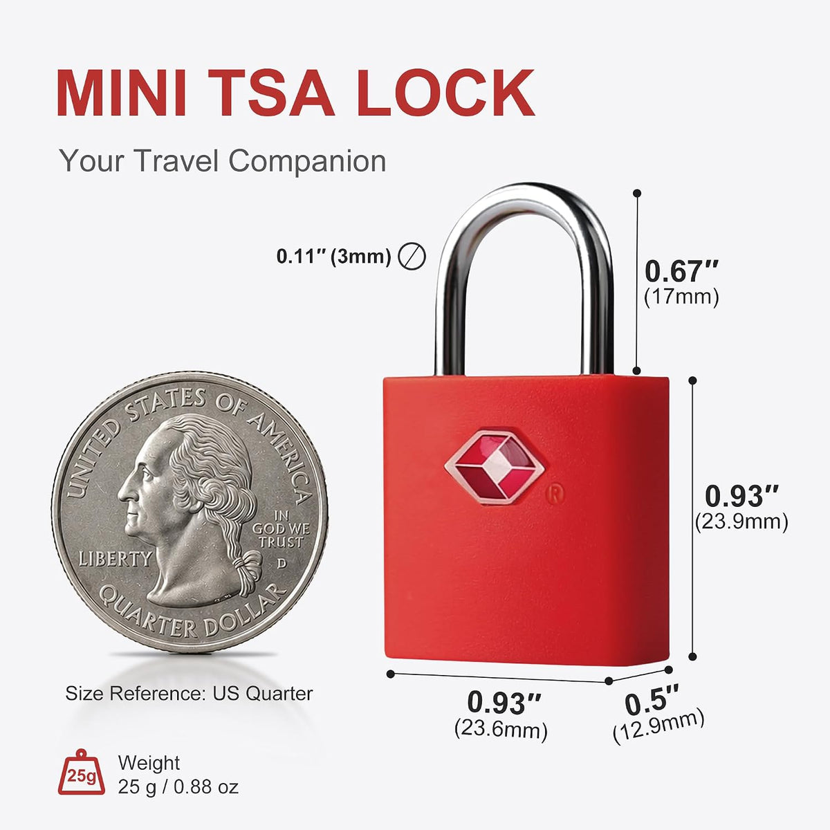 TSA Locks for Luggage with Keys, Travel Luggage Locks TSA Approved 4 Pack, Small Padlock with Key, Keyed Alike Mini Padlock for Suitcase, Backpack, Bag, Zipper, Case, Box, Small Locker