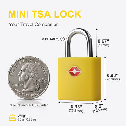 TSA Locks for Luggage with Keys, Travel Luggage Locks TSA Approved 4 Pack, Small Padlock with Key, Keyed Alike Mini Padlock for Suitcase, Backpack, Bag, Zipper, Case, Box, Small Locker