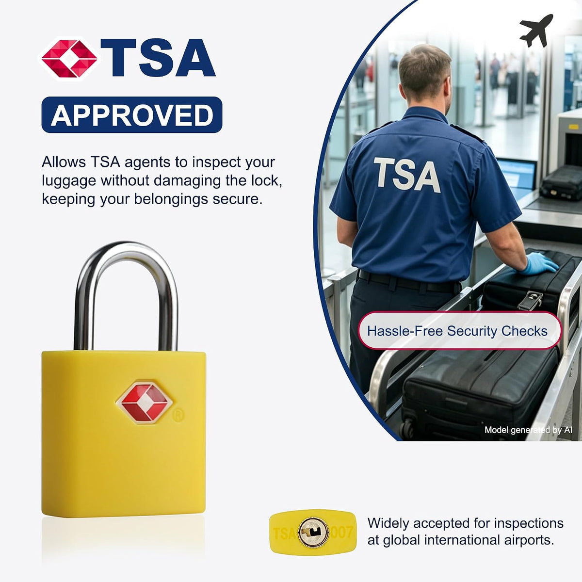 TSA Locks for Luggage with Keys, Travel Luggage Locks TSA Approved 4 Pack, Small Padlock with Key, Keyed Alike Mini Padlock for Suitcase, Backpack, Bag, Zipper, Case, Box, Small Locker