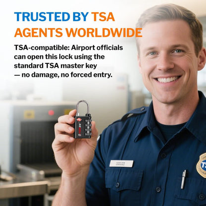 Dual-Opening: Key or Combination Lock, TSA Approved Lock for Luggage, Pelican case, Travel, Gym, School,Luggage Combination Lock,Travel Bag Lock (Black)