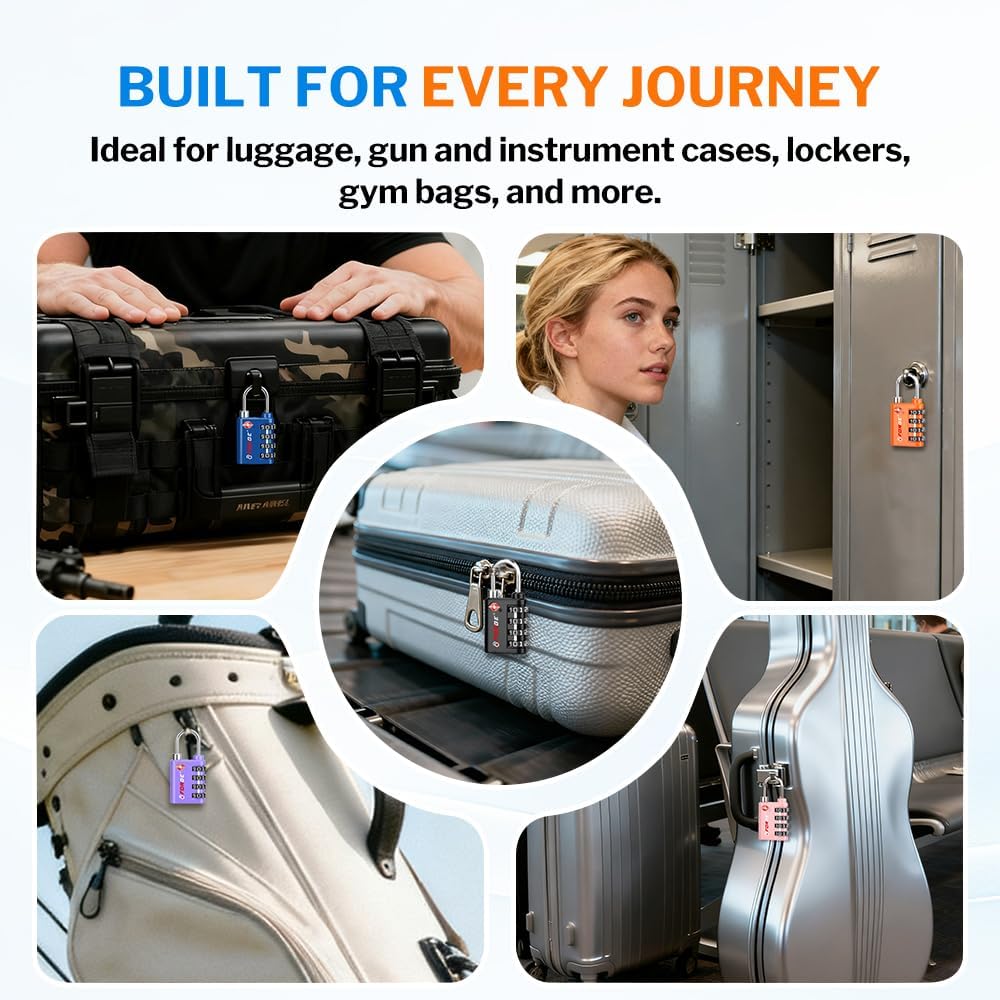 Dual-Opening: Key or Combination Lock, TSA Approved Lock for Luggage, Pelican case, Travel, Gym, School,Luggage Combination Lock,Travel Bag Lock (Black)