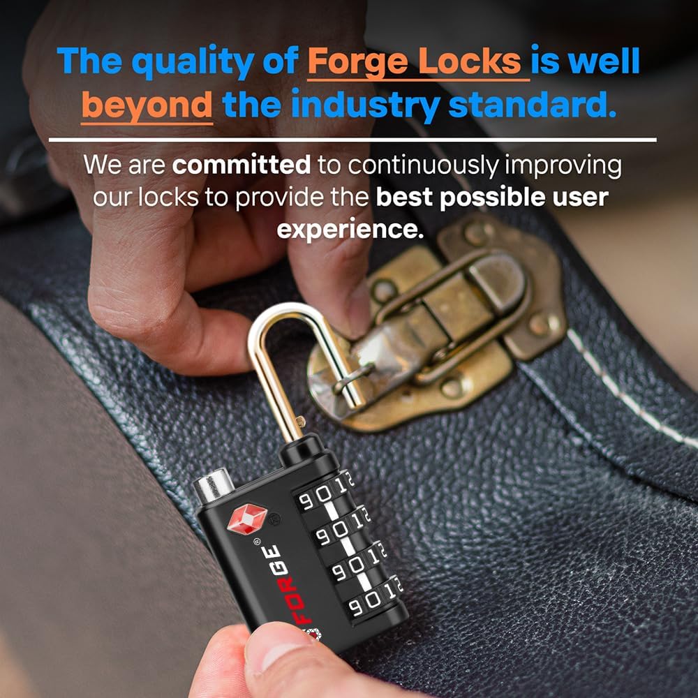 Dual-Opening: Key or Combination Lock, TSA Approved Lock for Luggage, Pelican case, Travel, Gym, School,Luggage Combination Lock,Travel Bag Lock (Black)