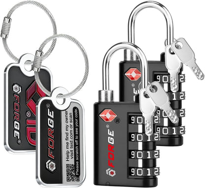 Dual-Opening: Key or Combination Lock, TSA Approved Lock for Luggage, Pelican case, Travel, Gym, School,Luggage Combination Lock,Travel Bag Lock (Black)