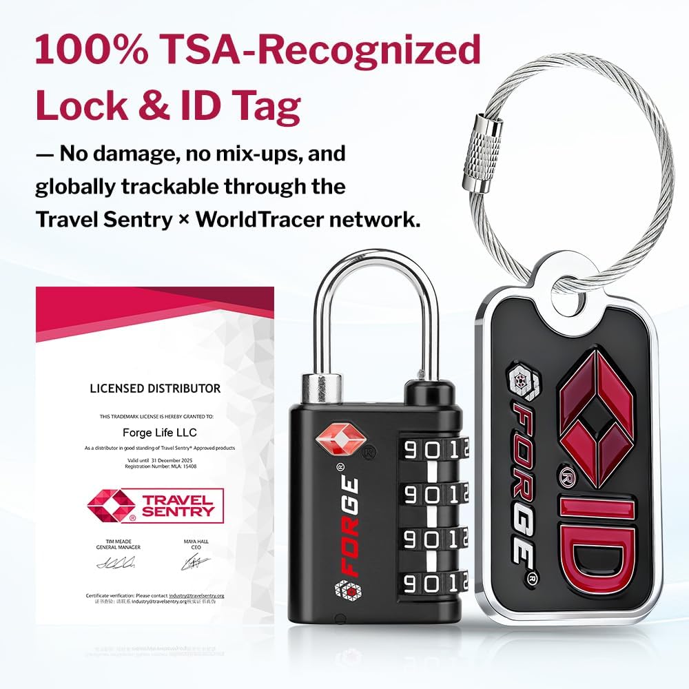 Dual-Opening: Key or Combination Lock, TSA Approved Lock for Luggage, Pelican case, Travel, Gym, School,Luggage Combination Lock,Travel Bag Lock (Black)