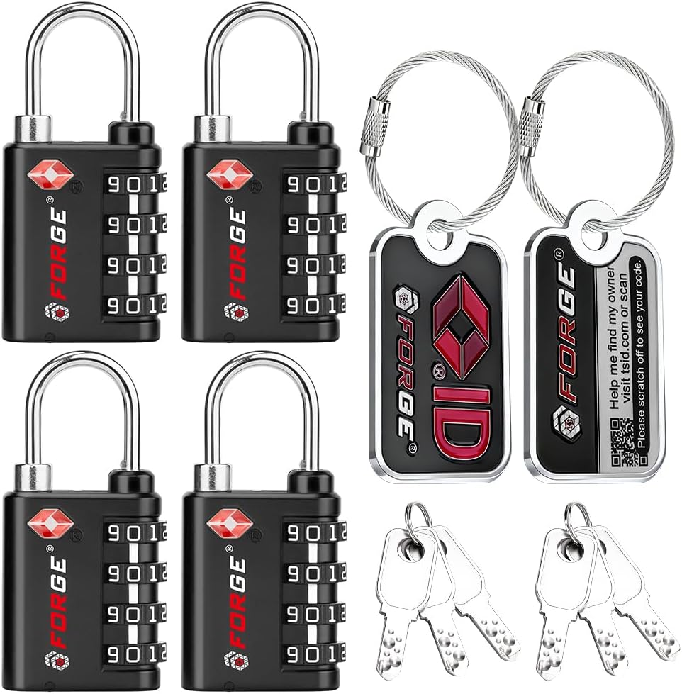 Dual-Opening: Key or Combination Lock, TSA Approved Lock for Luggage, Pelican case, Travel, Gym, School,Luggage Combination Lock,Travel Bag Lock (Black)