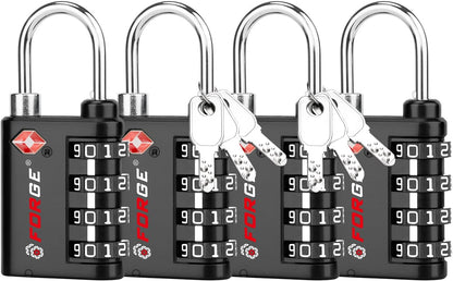 Dual-Opening: Key or Combination Lock, TSA Approved Lock for Luggage, Pelican case, Travel, Gym, School,Luggage Combination Lock,Travel Bag Lock (Black)