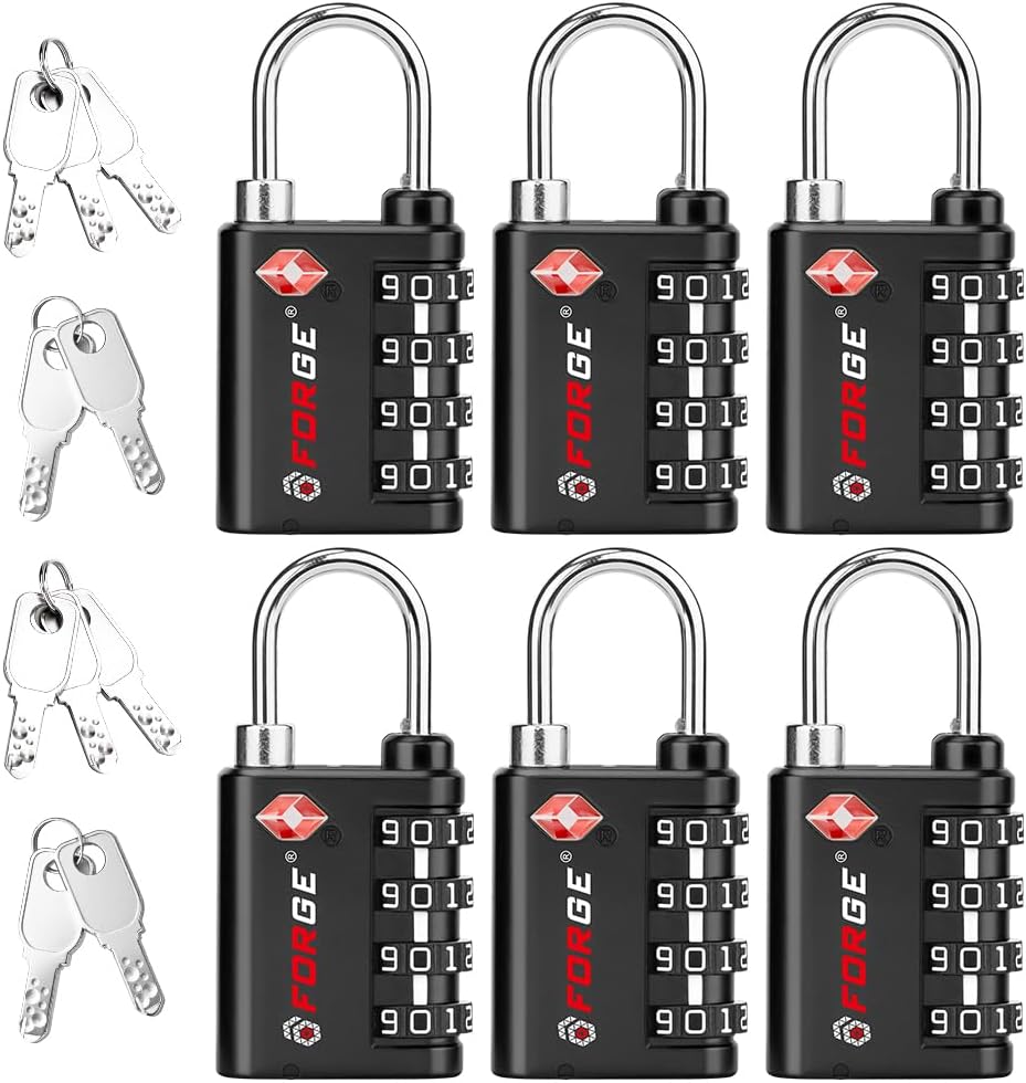 Dual-Opening: Key or Combination Lock, TSA Approved Lock for Luggage, Pelican case, Travel, Gym, School,Luggage Combination Lock,Travel Bag Lock (Black)