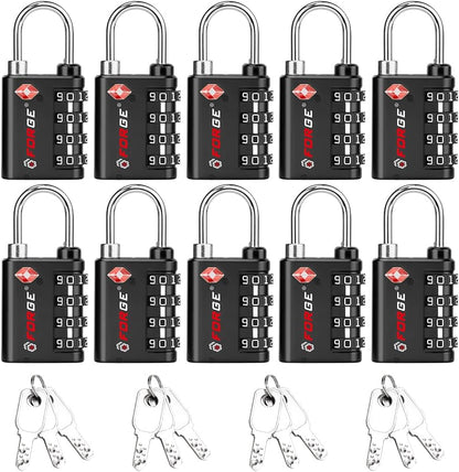 Dual-Opening: Key or Combination Lock, TSA Approved Lock for Luggage, Pelican case, Travel, Gym, School,Luggage Combination Lock,Travel Bag Lock (Black)