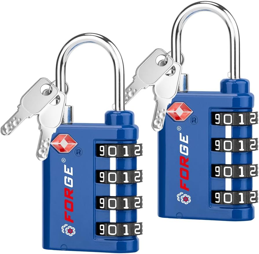 Dual-Opening: Key or Combination Lock, TSA Approved Lock for Luggage, Pelican case, Travel, Gym, School,Luggage Combination Lock,Travel Bag Lock (Black)