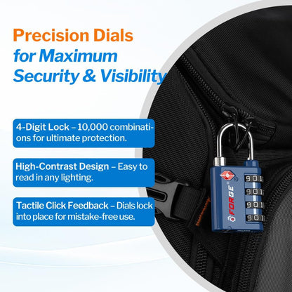Dual-Opening: Key or Combination Lock, TSA Approved Lock for Luggage, Pelican case, Travel, Gym, School,Luggage Combination Lock,Travel Bag Lock (Black)
