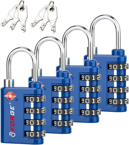 Dual-Opening: Key or Combination Lock, TSA Approved Lock for Luggage, Pelican case, Travel, Gym, School,Luggage Combination Lock,Travel Bag Lock (Black)