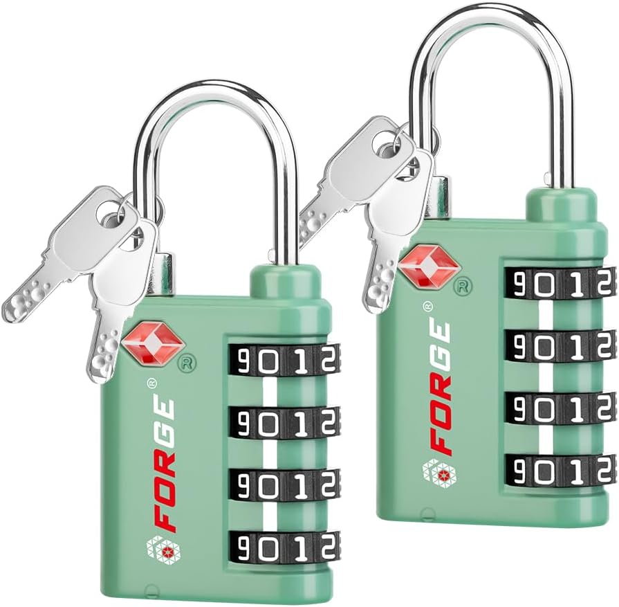 Dual-Opening: Key or Combination Lock, TSA Approved Lock for Luggage, Pelican case, Travel, Gym, School,Luggage Combination Lock,Travel Bag Lock (Black)