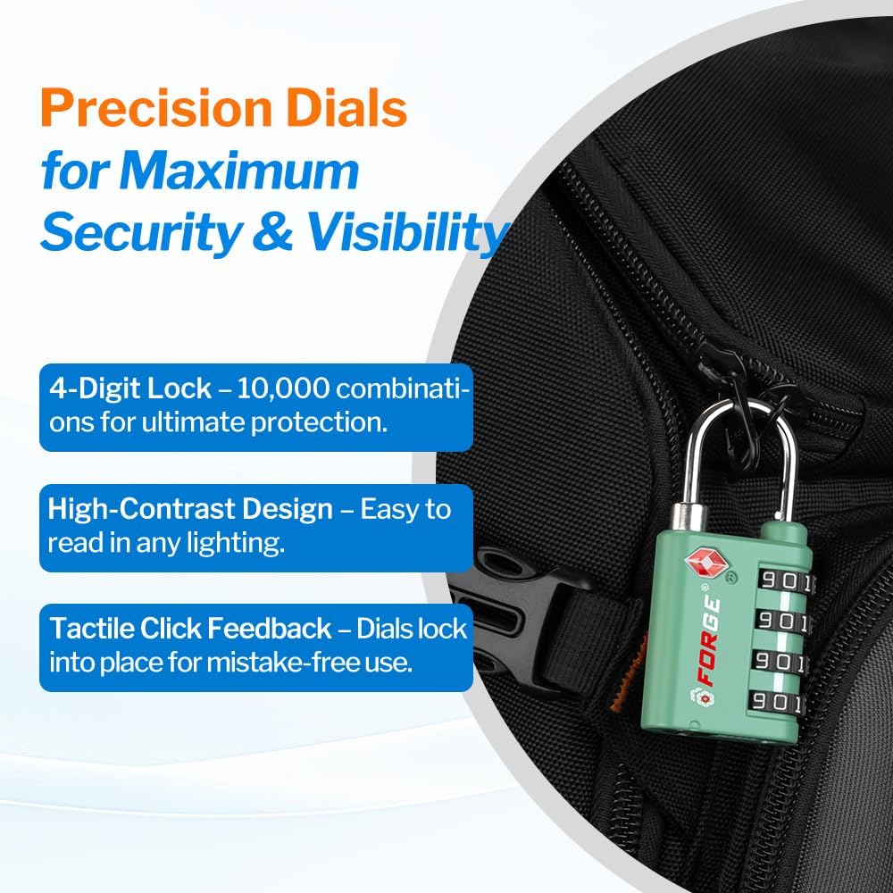 Dual-Opening: Key or Combination Lock, TSA Approved Lock for Luggage, Pelican case, Travel, Gym, School,Luggage Combination Lock,Travel Bag Lock (Black)