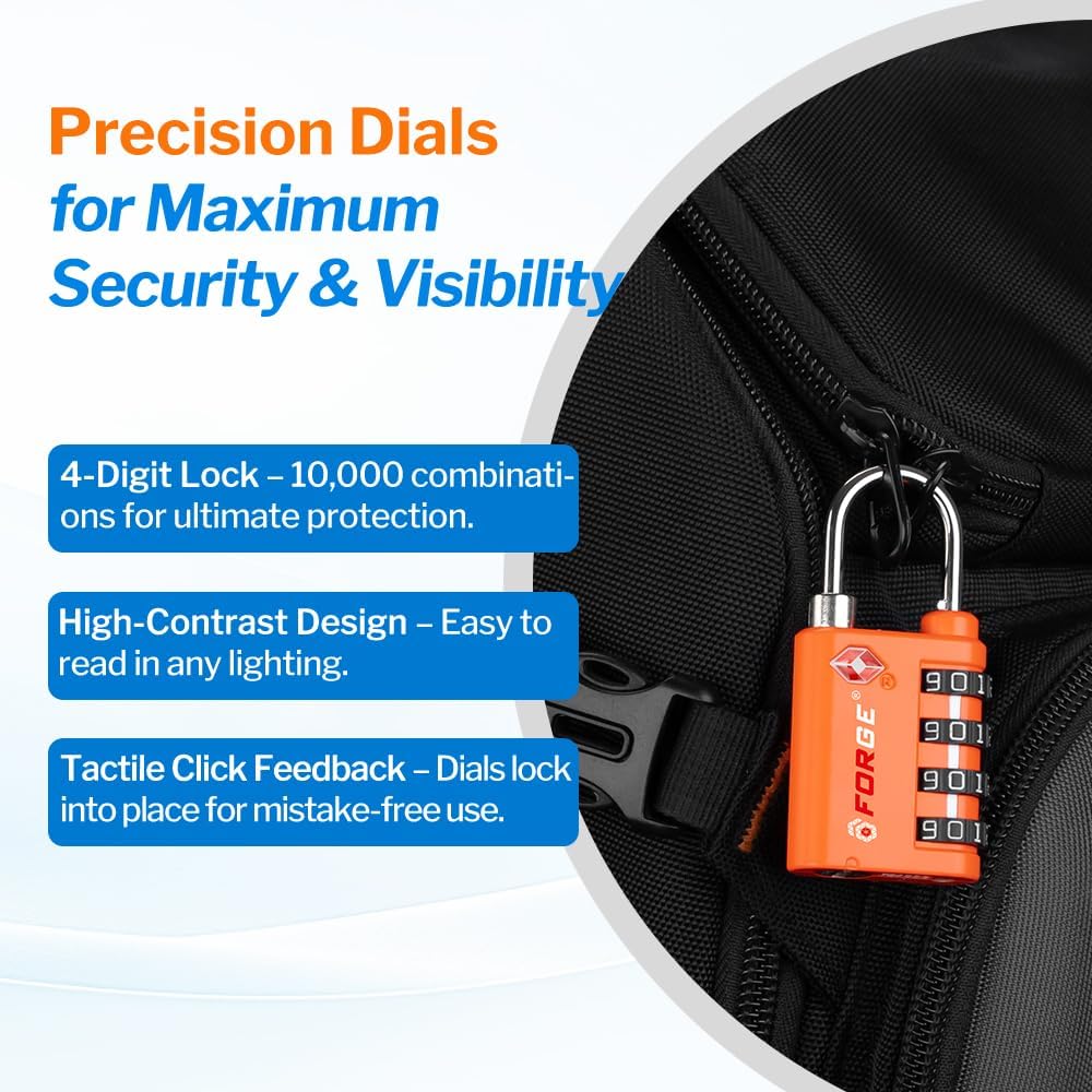 Dual-Opening: Key or Combination Lock, TSA Approved Lock for Luggage, Pelican case, Travel, Gym, School,Luggage Combination Lock,Travel Bag Lock (Black)