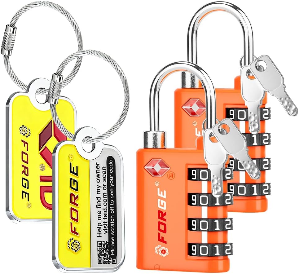 Dual-Opening: Key or Combination Lock, TSA Approved Lock for Luggage, Pelican case, Travel, Gym, School,Luggage Combination Lock,Travel Bag Lock (Black)