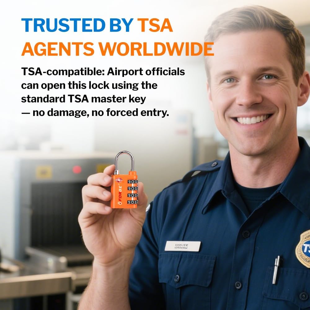 Dual-Opening: Key or Combination Lock, TSA Approved Lock for Luggage, Pelican case, Travel, Gym, School,Luggage Combination Lock,Travel Bag Lock (Black)