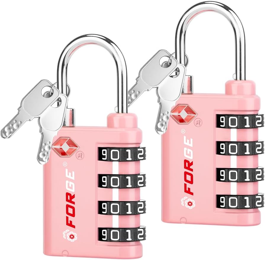 Dual-Opening: Key or Combination Lock, TSA Approved Lock for Luggage, Pelican case, Travel, Gym, School,Luggage Combination Lock,Travel Bag Lock (Black)