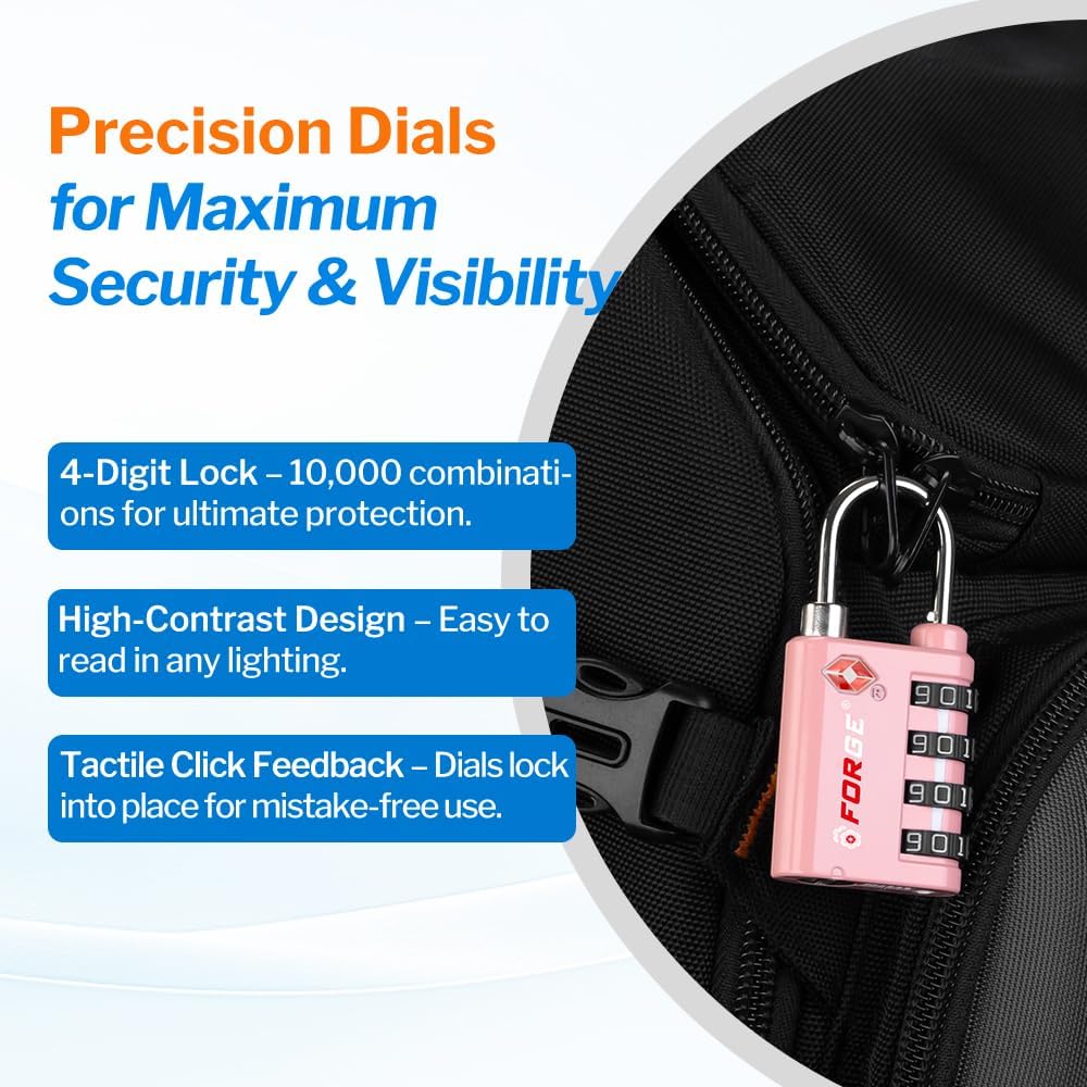 Dual-Opening: Key or Combination Lock, TSA Approved Lock for Luggage, Pelican case, Travel, Gym, School,Luggage Combination Lock,Travel Bag Lock (Black)
