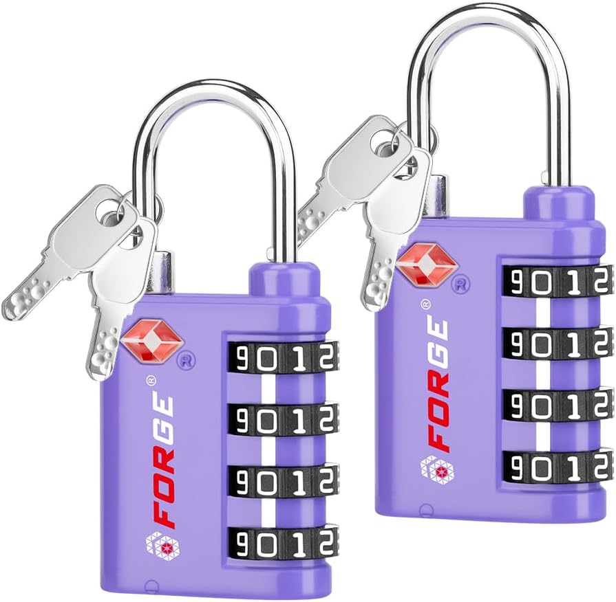 Dual-Opening: Key or Combination Lock, TSA Approved Lock for Luggage, Pelican case, Travel, Gym, School,Luggage Combination Lock,Travel Bag Lock (Black)