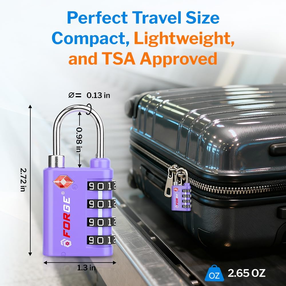 Dual-Opening: Key or Combination Lock, TSA Approved Lock for Luggage, Pelican case, Travel, Gym, School,Luggage Combination Lock,Travel Bag Lock (Black)