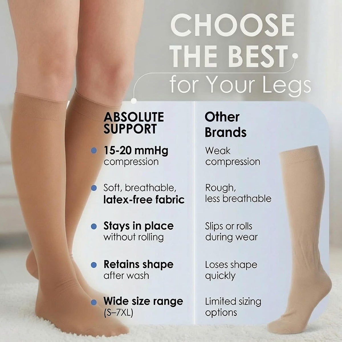 ABSOLUTE SUPPORT Sheer Womens Compression Socks 15-20 mmHg