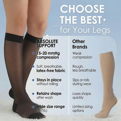 ABSOLUTE SUPPORT Sheer Womens Compression Socks 15-20 mmHg