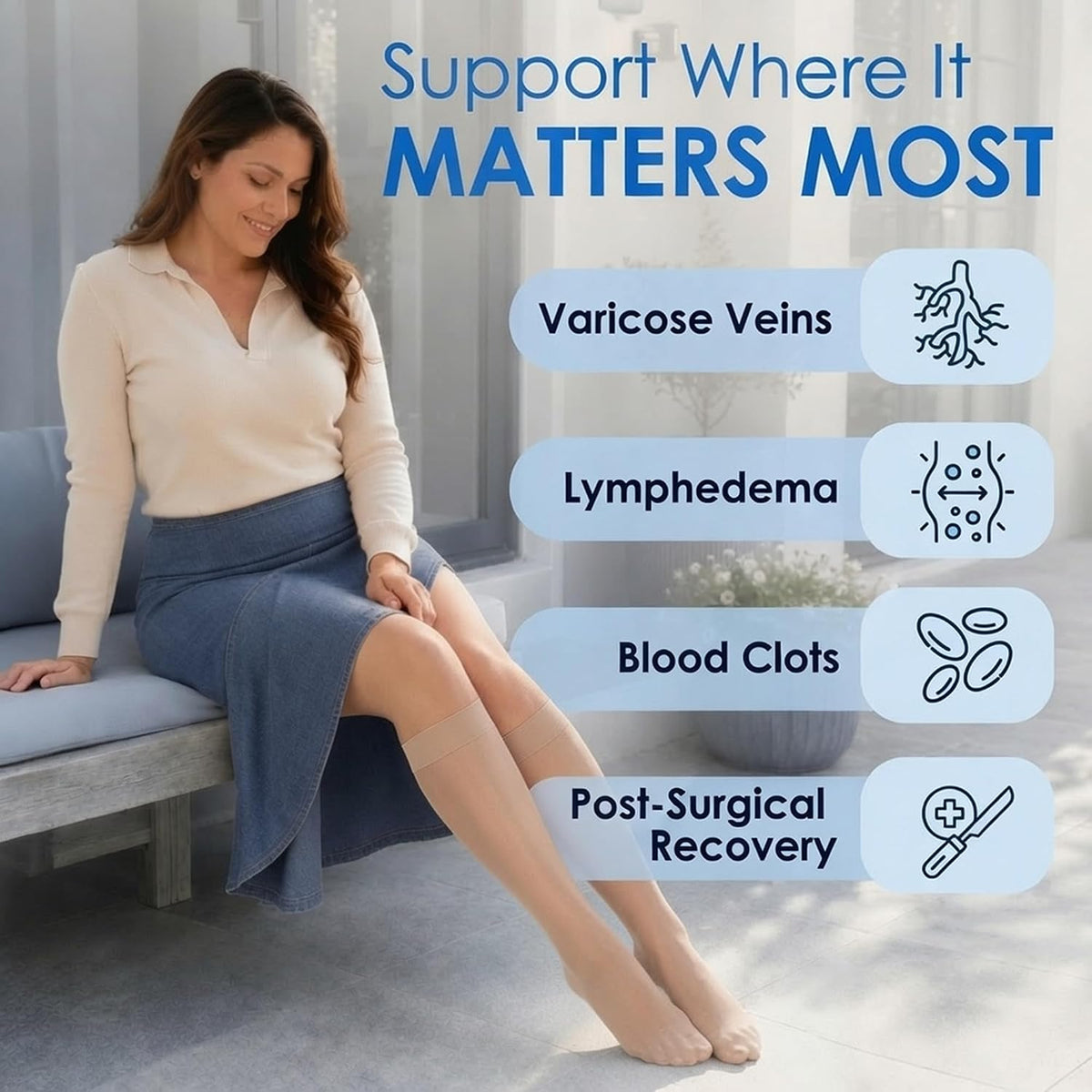 ABSOLUTE SUPPORT Sheer Womens Compression Socks 15-20 mmHg