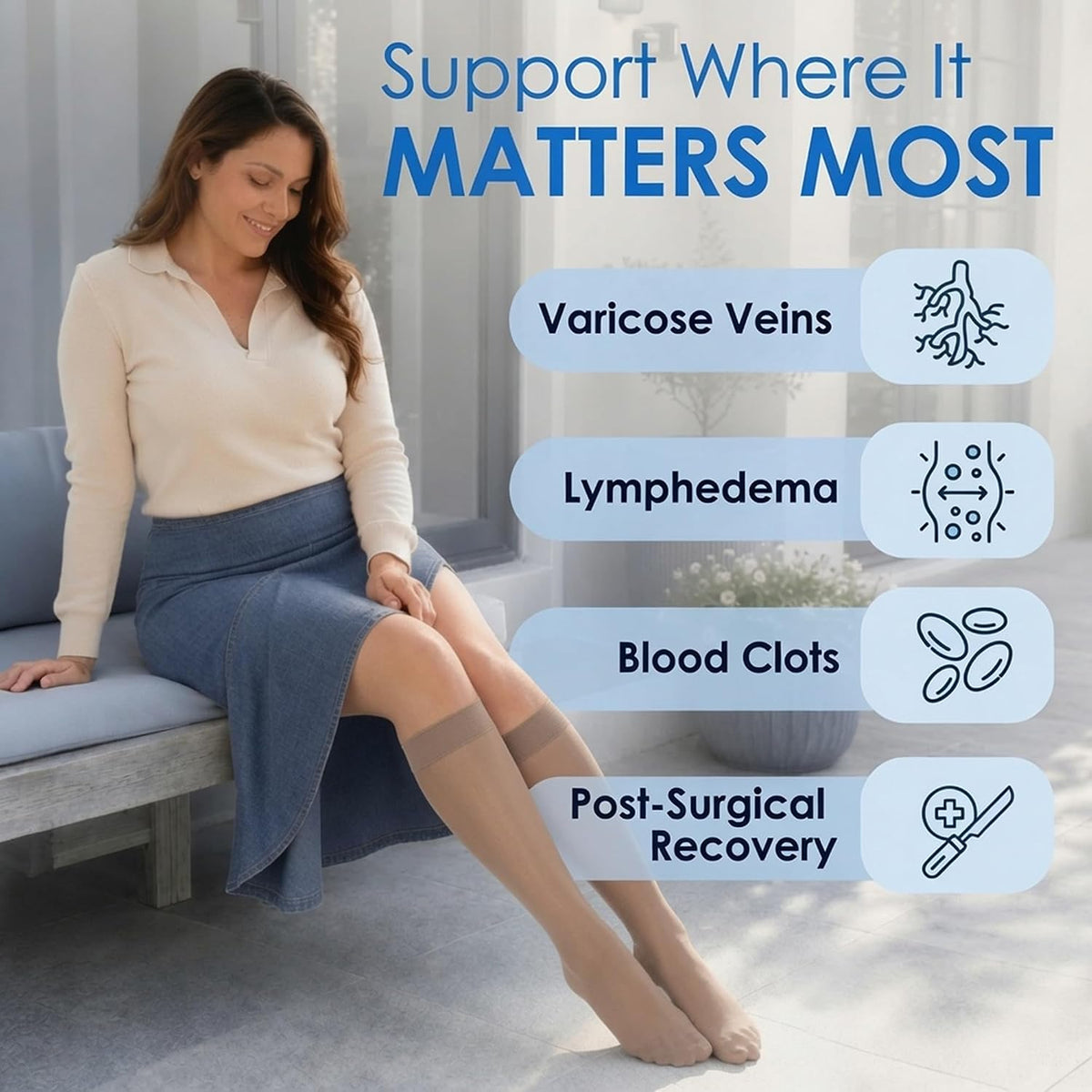 ABSOLUTE SUPPORT Sheer Womens Compression Socks 15-20 mmHg