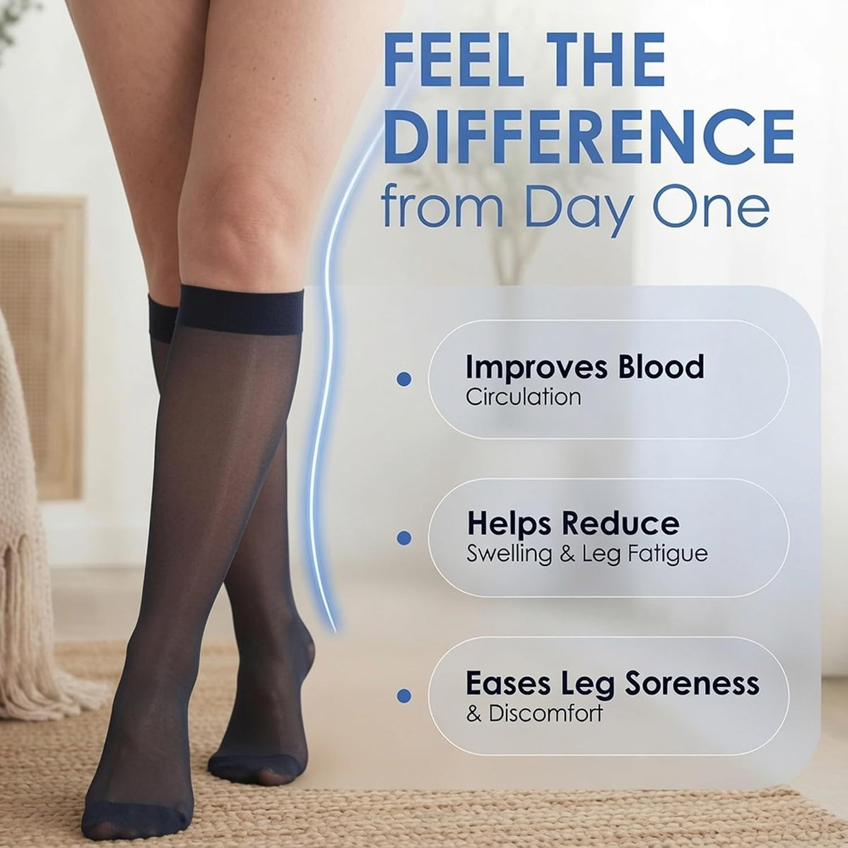 ABSOLUTE SUPPORT Sheer Womens Compression Socks 15-20 mmHg